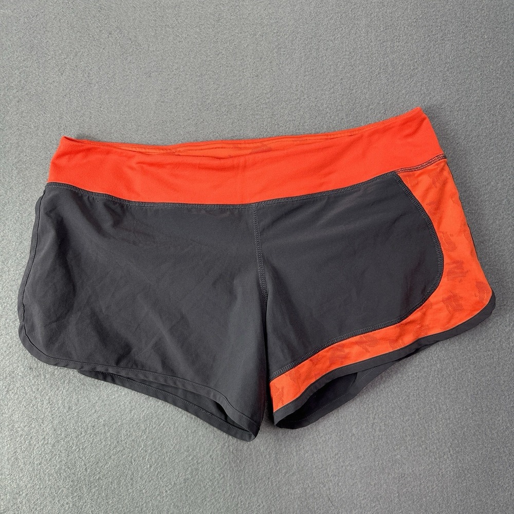 Rabbit Hopper Running Shorts Womens Orange Black 4in Inseam Lined Colorblock